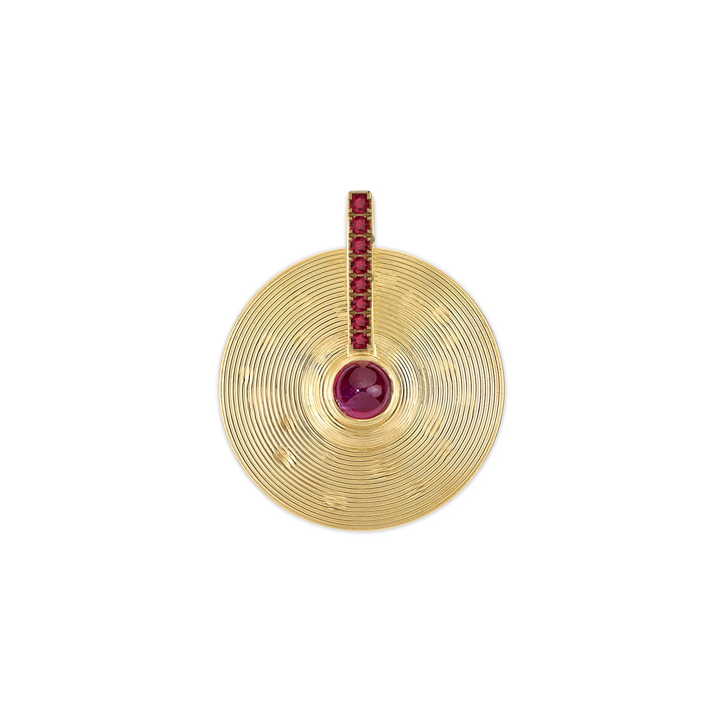 Small Cymbal Pendant - Ruby Cabochon
