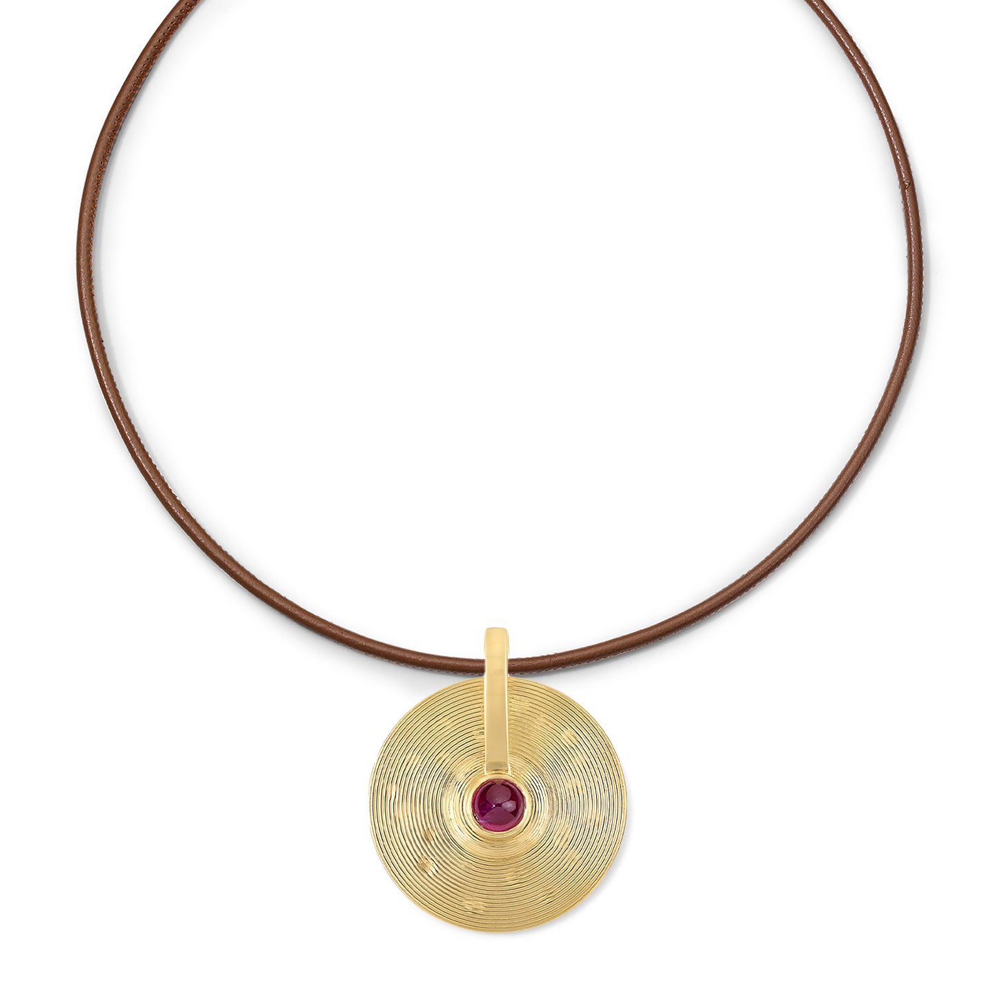 Small Cymbal Pendant - Ruby Cabochon
