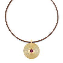 Small Cymbal Pendant - Ruby Cabochon