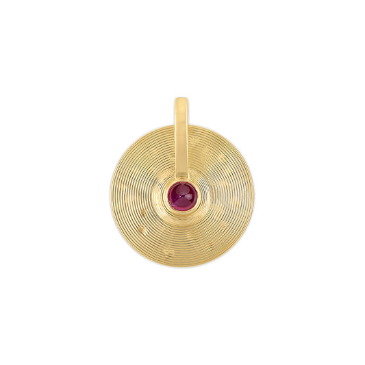 Small Cymbal Pendant - Ruby Cabochon
