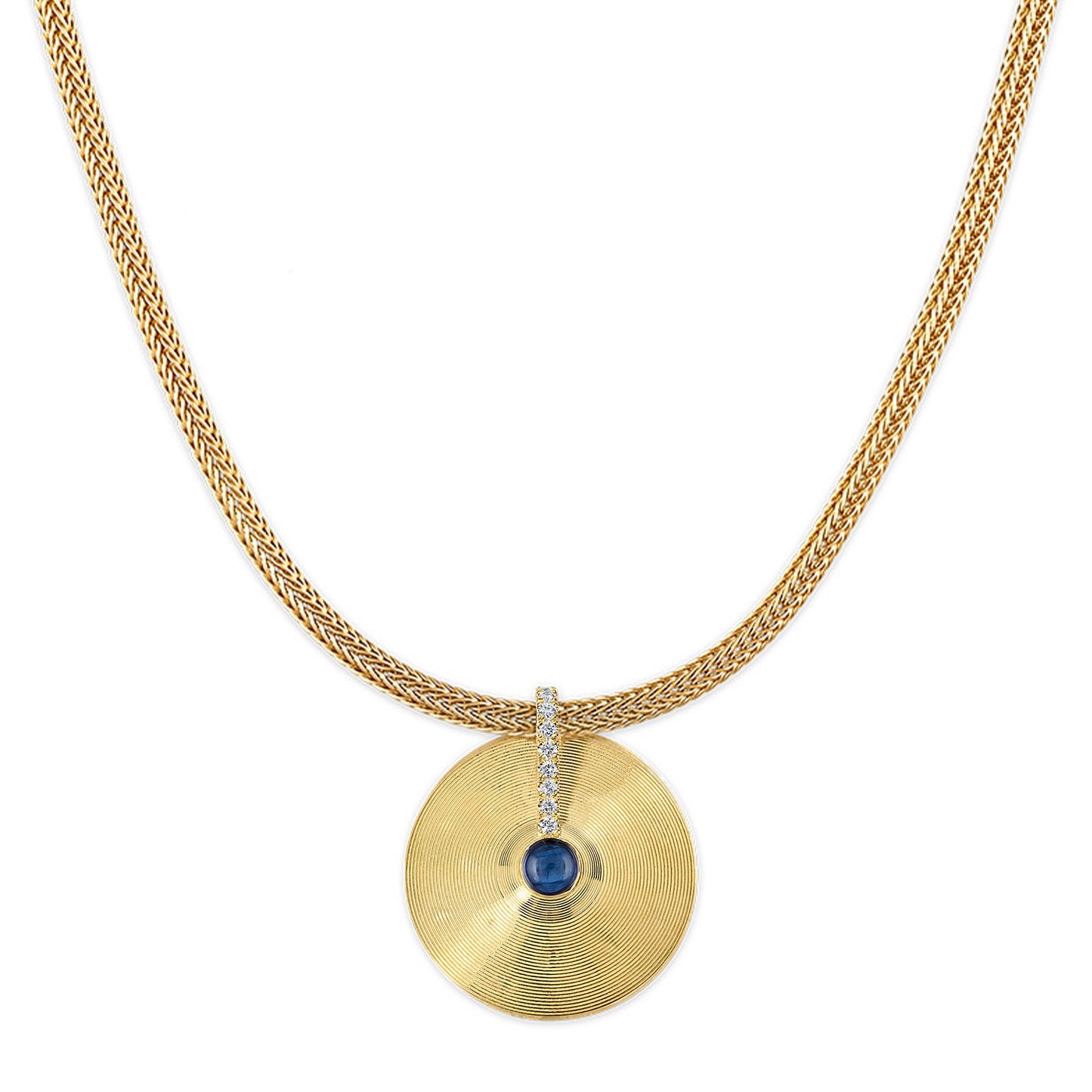 Medium Cymbal Pendant - Sapphire Cabochon