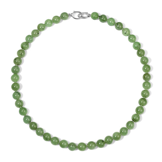 Silver Large Jade Beaded Necklace