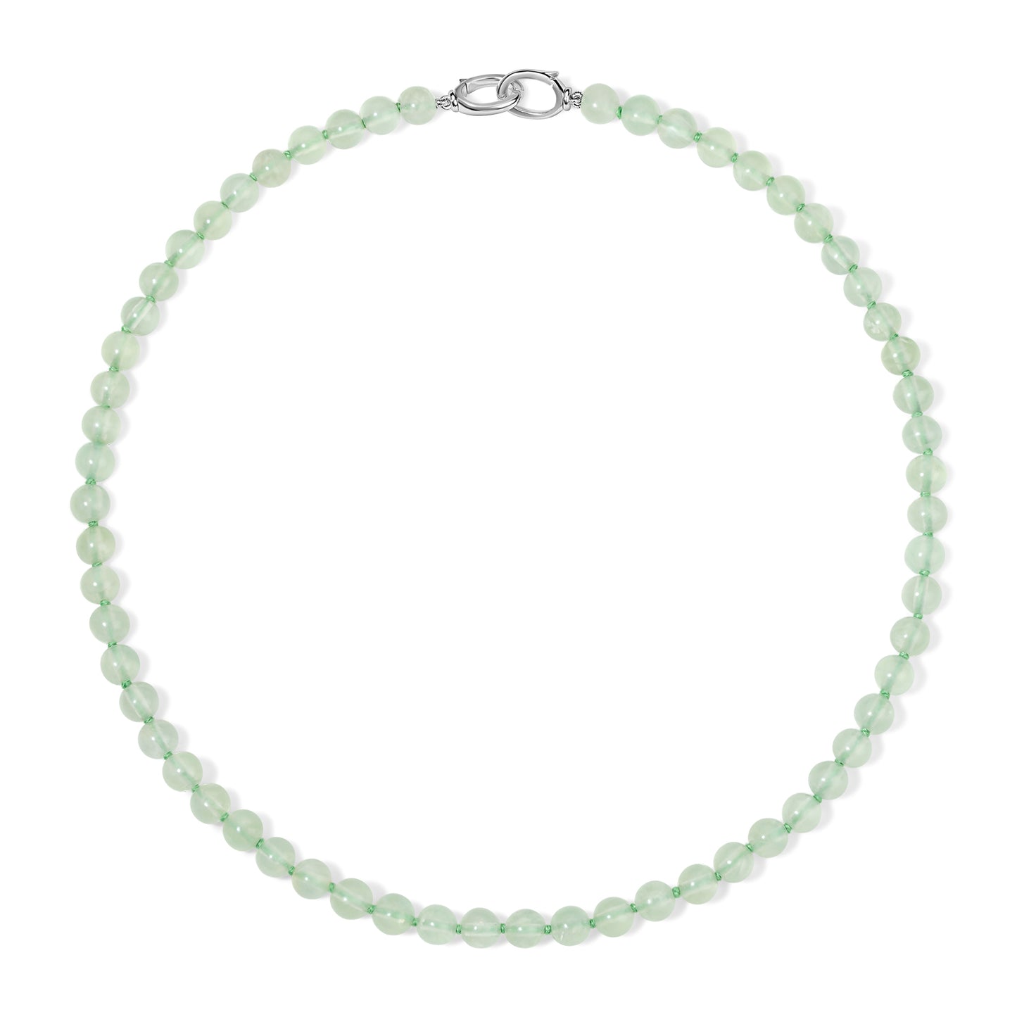 Silver Prehnite Beaded Necklace
