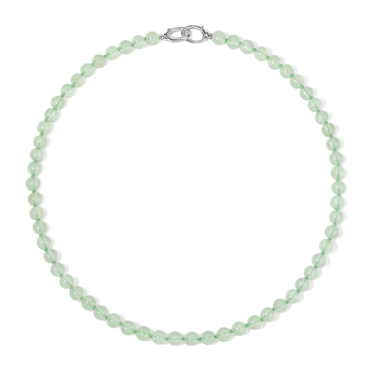 Silver Prehnite Beaded Necklace
