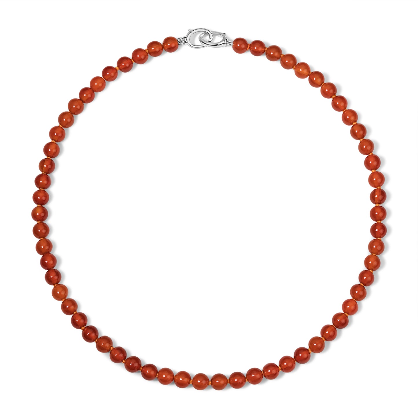 Silver Red Agate Beaded Necklace