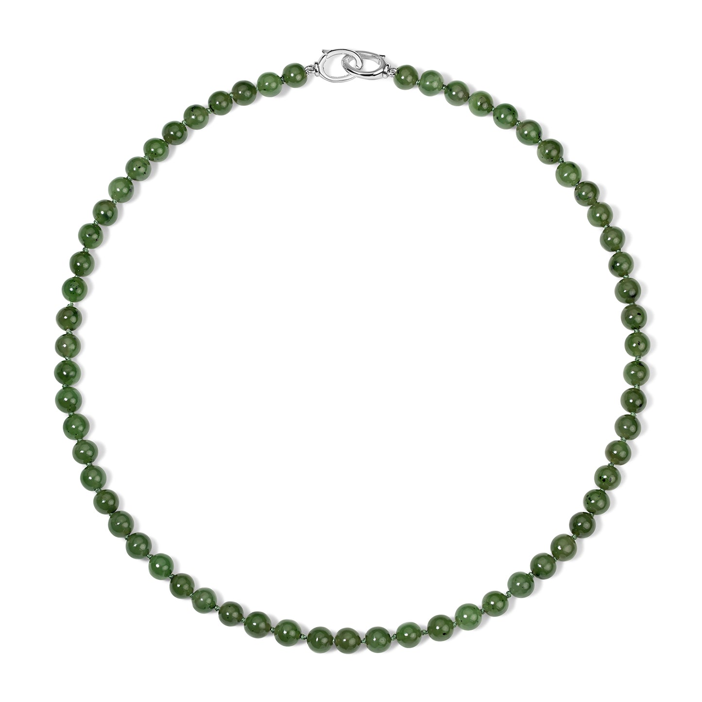 Silver Small Jade Beaded Necklace
