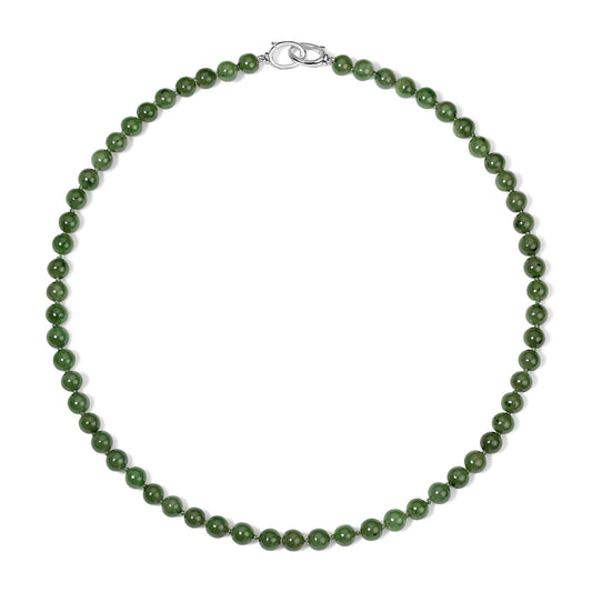 Silver Small Jade Beaded Necklace
