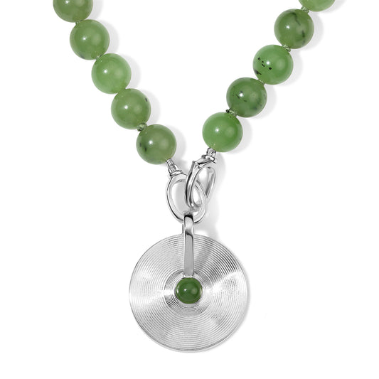 Silver Large Jade Beaded Necklace
