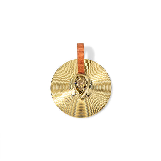 1.15ct Champagne Pear Diamond with Brazilian Rosewood Small Cymbal Pendant