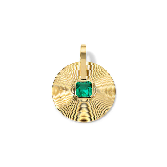 0.95ct Emerald Cut Emerald Small Cymbal Pendant