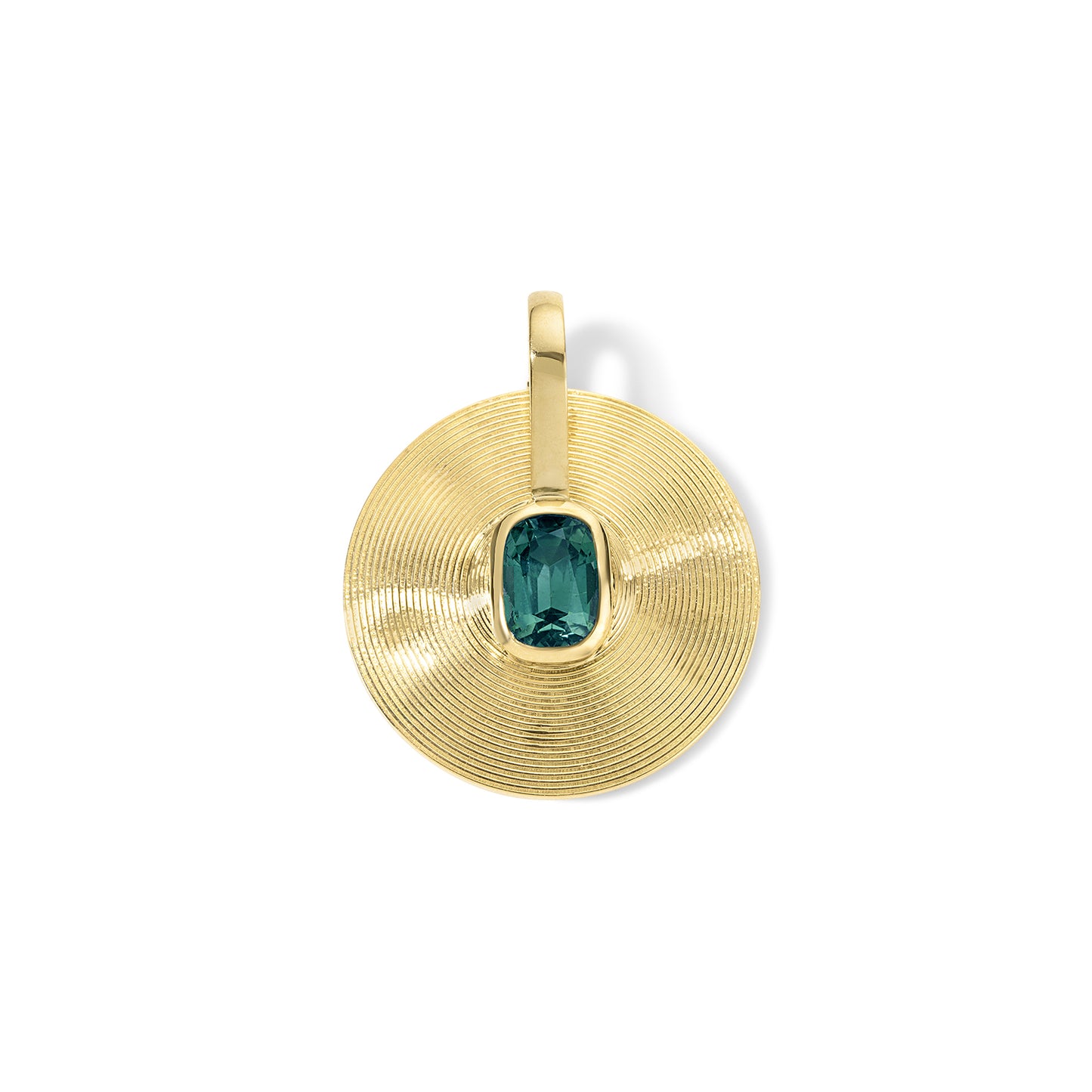 Small Cymbal Pendant 1.64ct Lagoon Tourmaline Cushion