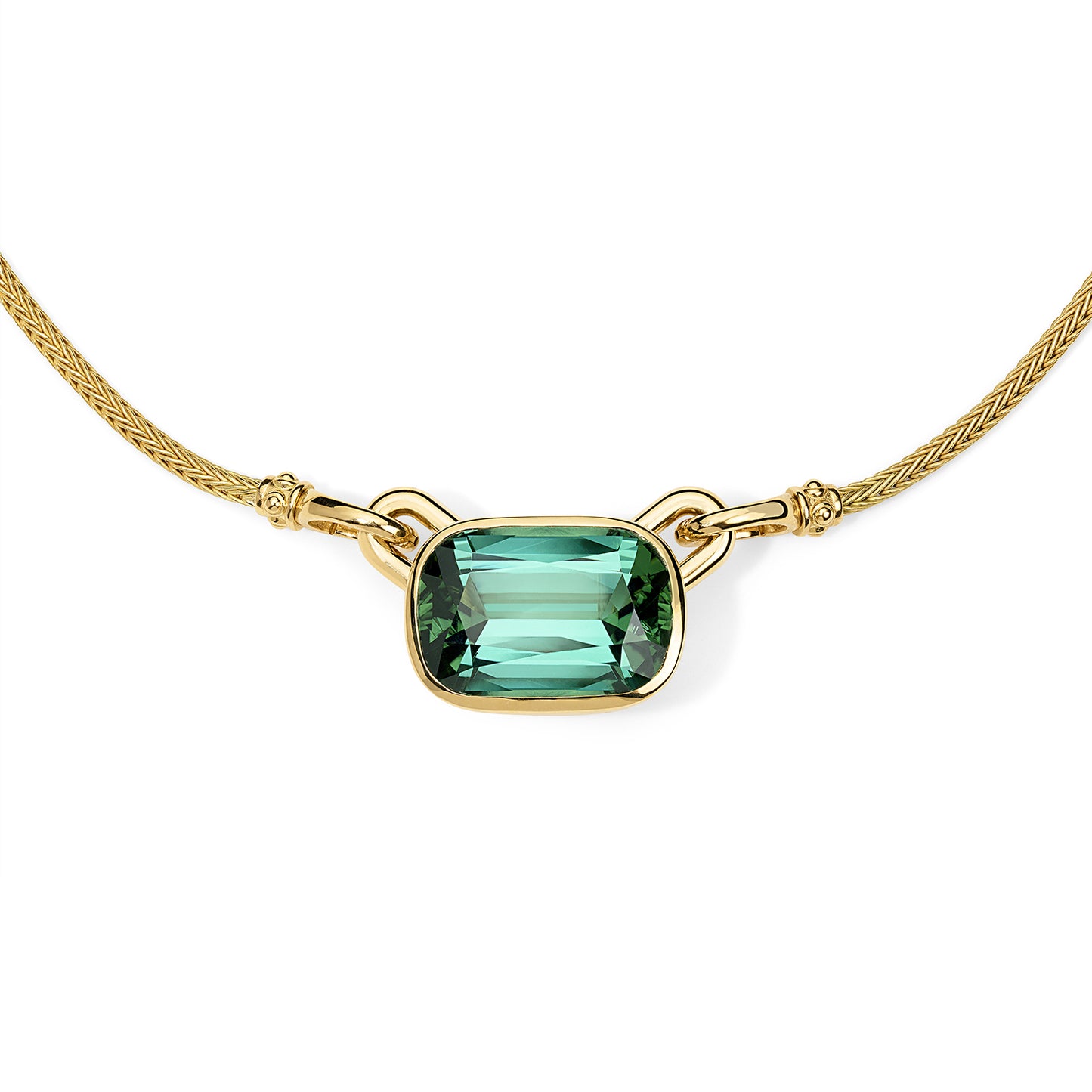 Small Leo Chain with Blue-Green Tourmaline Atha Center Piece