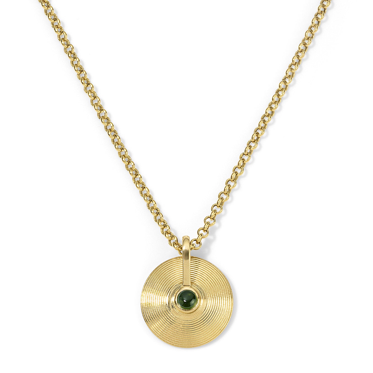 XS Cymbal Pendant - Green Tourmaline Cabochon