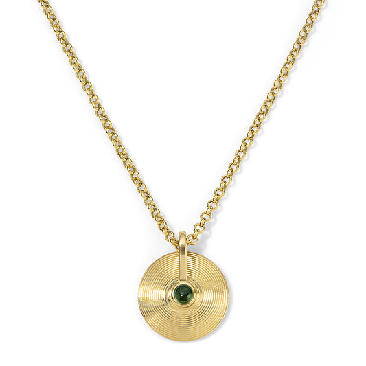 XS Cymbal Pendant - Green Tourmaline Cabochon